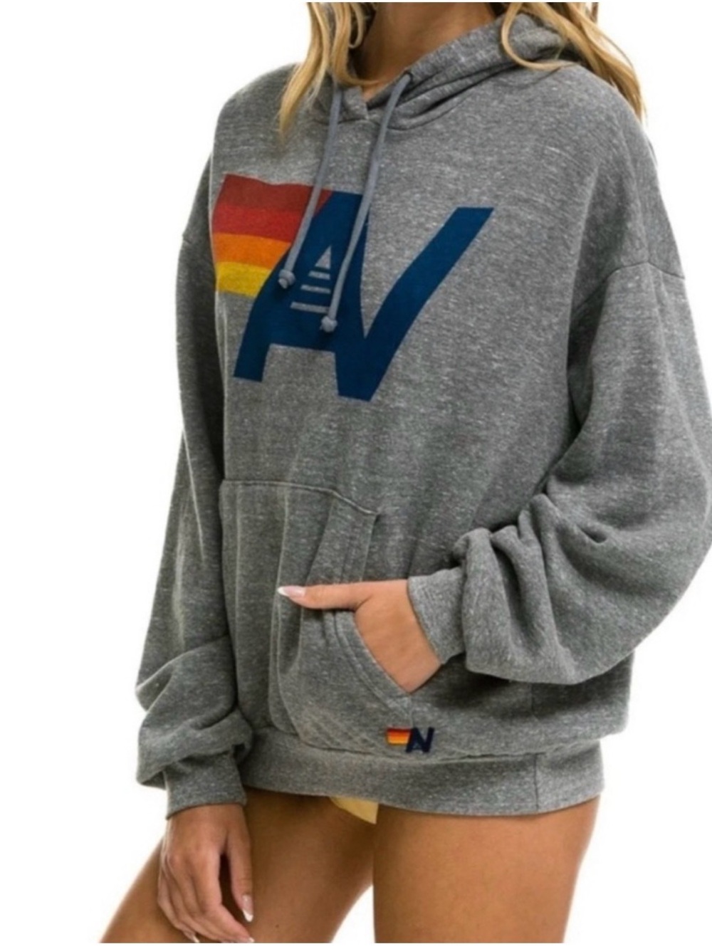 NWT Aviator Nation Relaxed Fit Grey Logo Pullover Hoodie Unisex XS